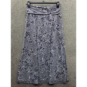 NY Collection Skirt Women's Petite Large Blue Ring Faux Belt A Line Maxi NWT